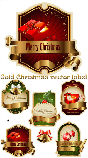 Gold Christmas Vector Label
