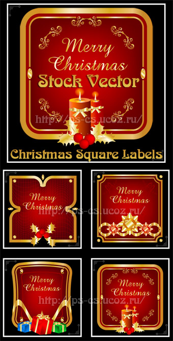 Stock Vector - Christmas Square Labels