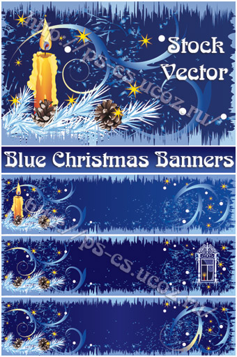 Blue Christmas Banners - Stock Vector