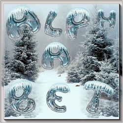 Winter ice alphabet