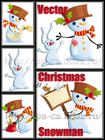 Christmas Snowman Vector - Рождественский Снеговик